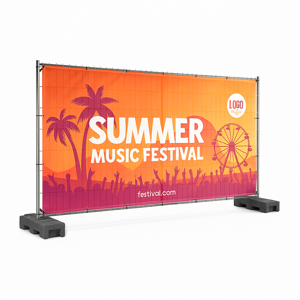 Bouwhek bedrukt spandoek festival event